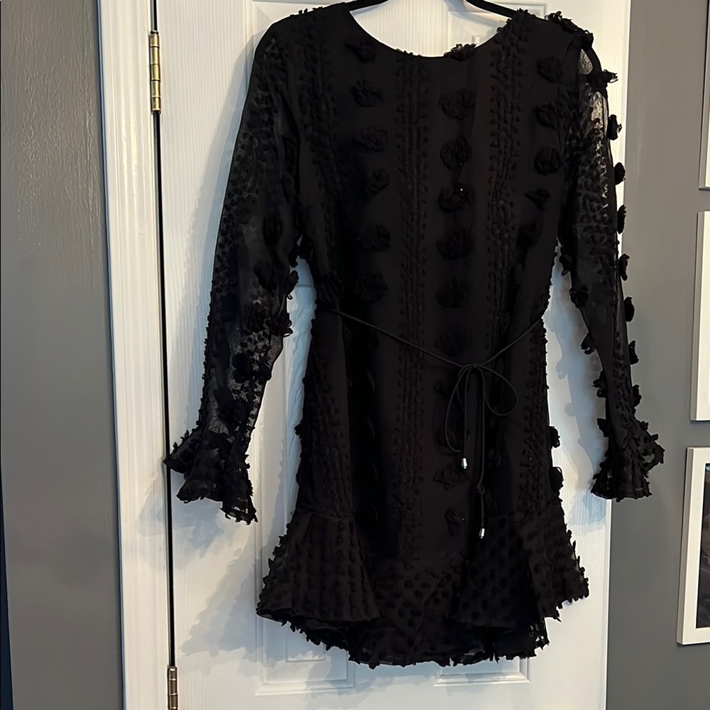 Vici Black Textured Long Sleeve Dress
